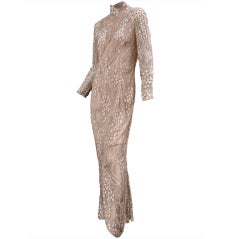 1989 Bob Mackie nude embroidered and beaded gown