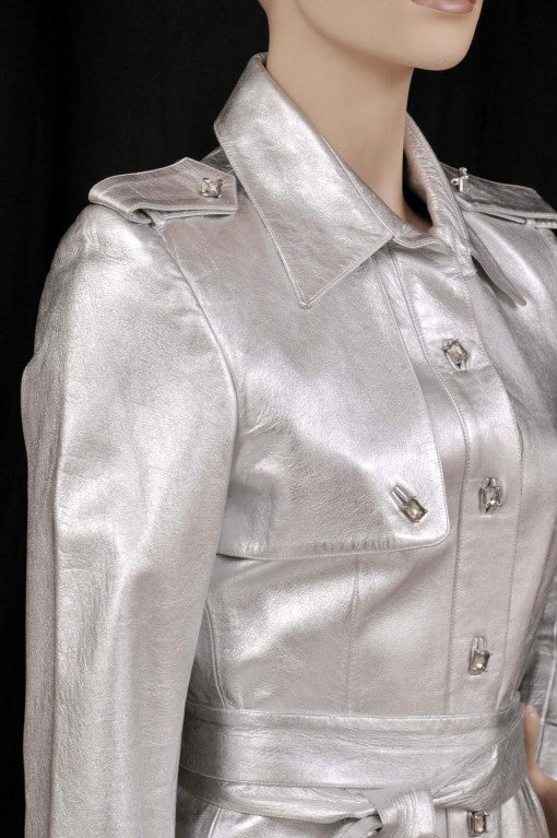silver trench coat