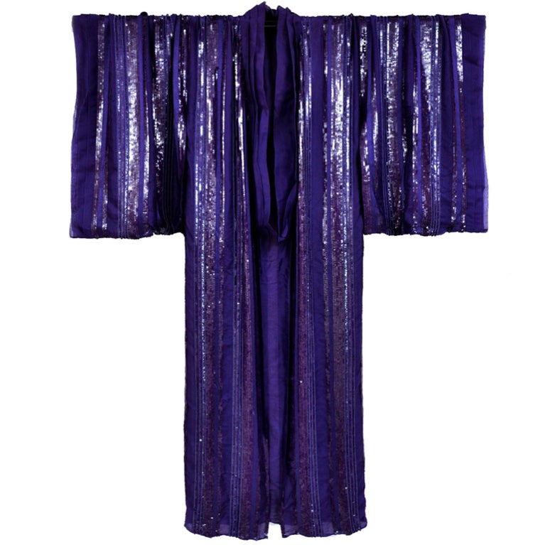 Zang Toi rare embroidered sequin silk-chiffon kimono