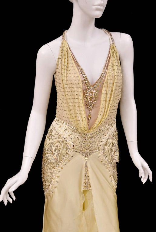 Unique VERSACE crystal-embellished silk gown In New Condition In Montgomery, TX