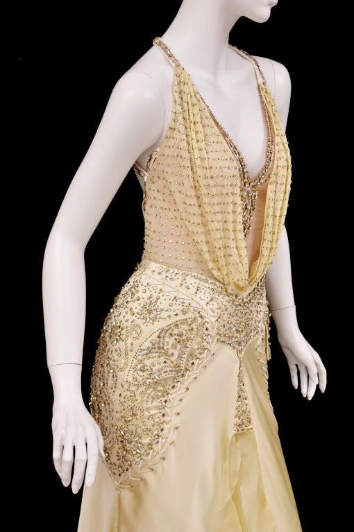 Unique VERSACE crystal-embellished silk gown 1