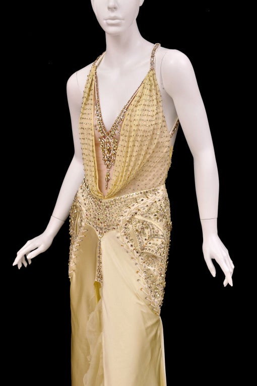 Unique VERSACE crystal-embellished silk gown 3