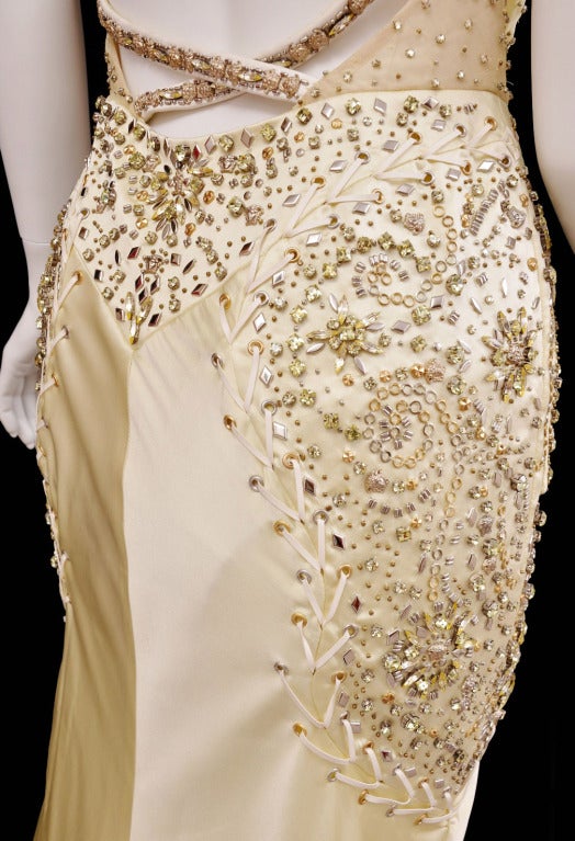 Unique VERSACE crystal-embellished silk gown 5