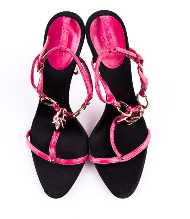 TOM FORD for GUCCI PINK CROCODILE SANDALS at 1stDibs