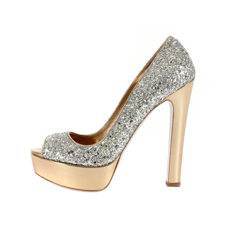 MIU INFAMOUS ""GLITTER OF PYRITE" PLATEAUSCHUHE