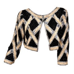 80's Bob Mackie Sequin Beaded Cropped Jacket 4