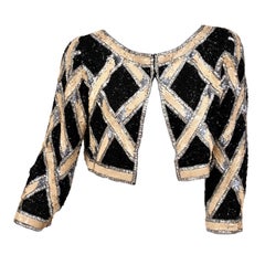 80's Bob Mackie Sequin Embellished Beaded Cropped Jacket