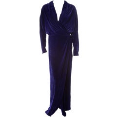 LANVIN Blue Velvet Wrap Gown
