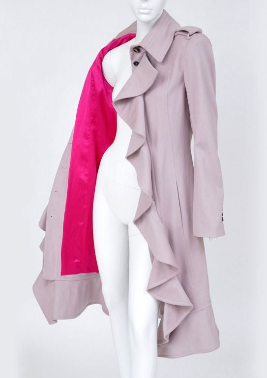 Tom Ford for Yves Saint Laurent Hot Pink-Lined Dusty Rose Coat 2