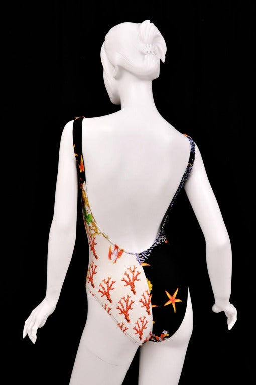 1992 GIANNI VERSACE ICONIC STARFISH and CORAL PRINT SWIMSUIT 1