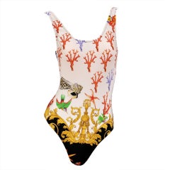 1992 GIANNI VERSACE ICONIC STARFISH and CORAL PRINT SWIMSUIT at 1stDibs