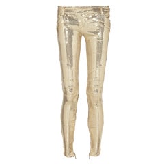 BALMAIN Gold Sequin-embellished Skinny Pants