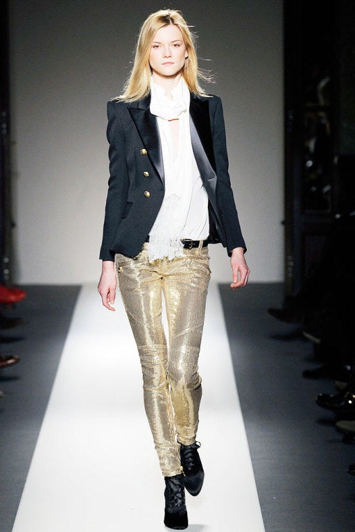 Women's BALMAIN Gold Sequin-embellished Skinny Pants