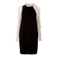 Julianne Moores Black Velvet and Silk Chiffon Sleeve Dress