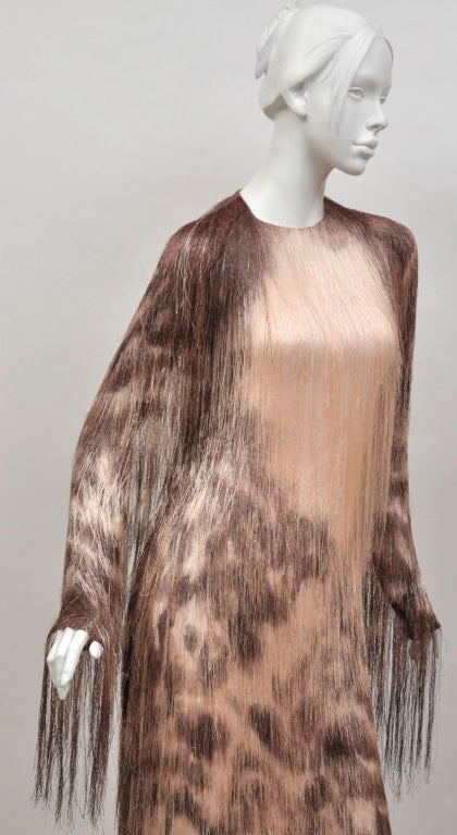 $23K New TOM FORD SILK GEORGETTE HAND EMBROIDERED FRINGE GOWN *SCAD Museum In New Condition In Montgomery, TX