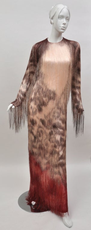 Women's $23K New TOM FORD SILK GEORGETTE HAND EMBROIDERED FRINGE GOWN *SCAD Museum