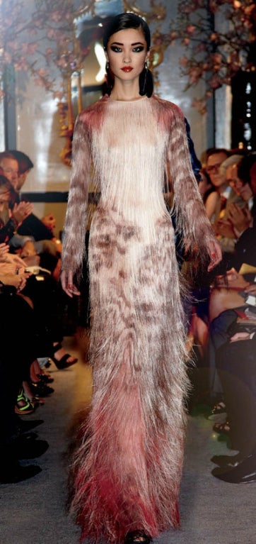 $23K New TOM FORD SILK GEORGETTE HAND EMBROIDERED FRINGE GOWN *SCAD Museum 2