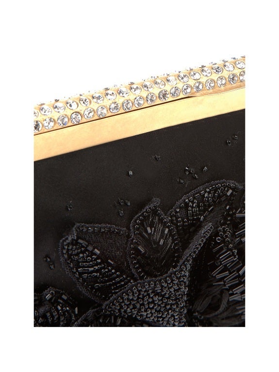 NEW VALENTINO BLACK BEADED EVENING CLUTCH BAG 1