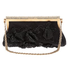 NEW VALENTINO BLACK BEADED EVENING CLUTCH BAG