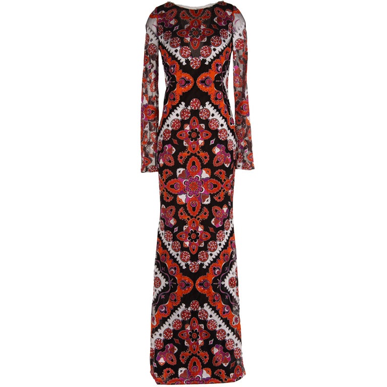 EMILIO PUCCI PRINTED DEVORE GOWN