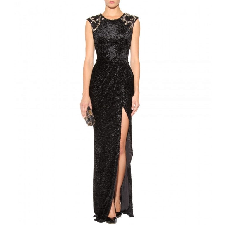 JASON WU Black Wynniefred Embroidered Velvet Gown at 1stdibs