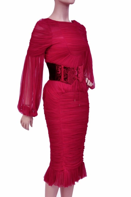 TOM FORD 
   

RASPBERRY BACKLESS ROUCHED TULLE COCKTAIL DRESS WITH RUBY VELVET WAIST CINCHER

Size 42 - US 6

Made in Italy

Brand new, with tags!

You might also like Tom Ford for YSL shoes (listed separately in our store)