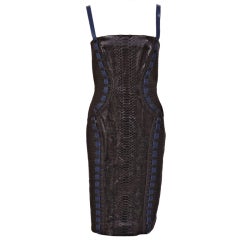New Versace Black Python Leather Dress 10