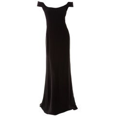 F/W 2002 Tom Ford for Gucci Off Shoulder Black Silk Corset Gown