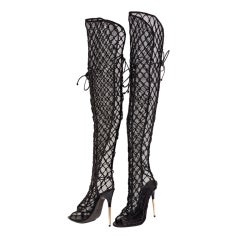 NOUVEAU TOM FORD ULTRA RARE FISHNET OVER THE KNEE BOOTS