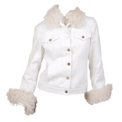 A/W 2001 Vintage Tom Ford for Gucci White Denim and Lamb Fur Jacket