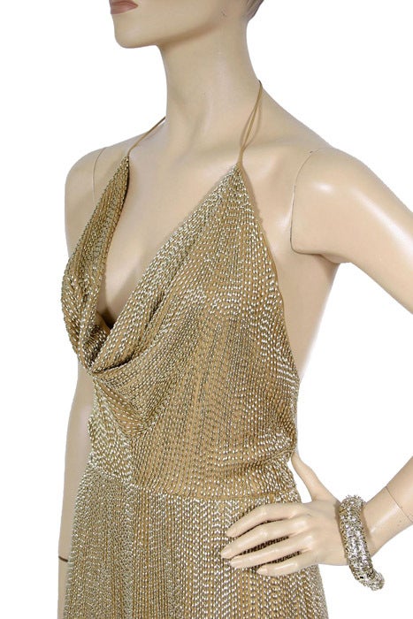 GUCCI GOLD GODDESS PERLENBESETZTES SEIDENKLEID Damen