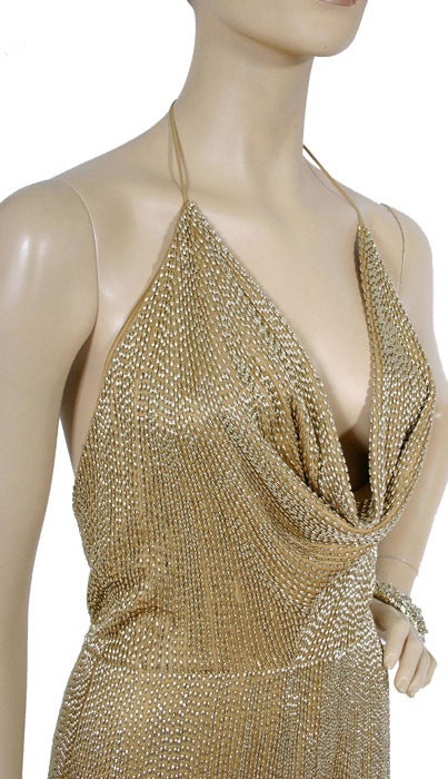 GUCCI GOLD GODDESS FULLY BEADED SILK DRESS 1