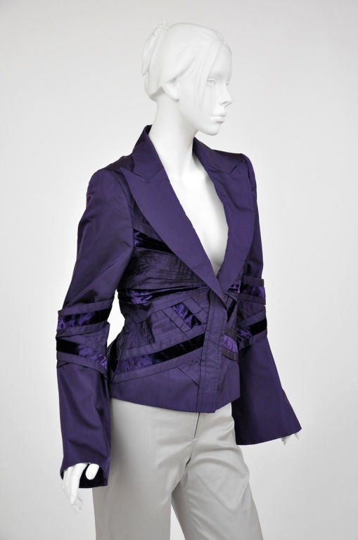 Autumn/Winter 2004

Almost impossible to find GUCCI jacket by TOM FORD 

100%  silk 
Finished with velvet

Color: Deep Purple
Size 44

Made in Italy
Retail price is $6,200.00

New, without tags. In perfect condition.