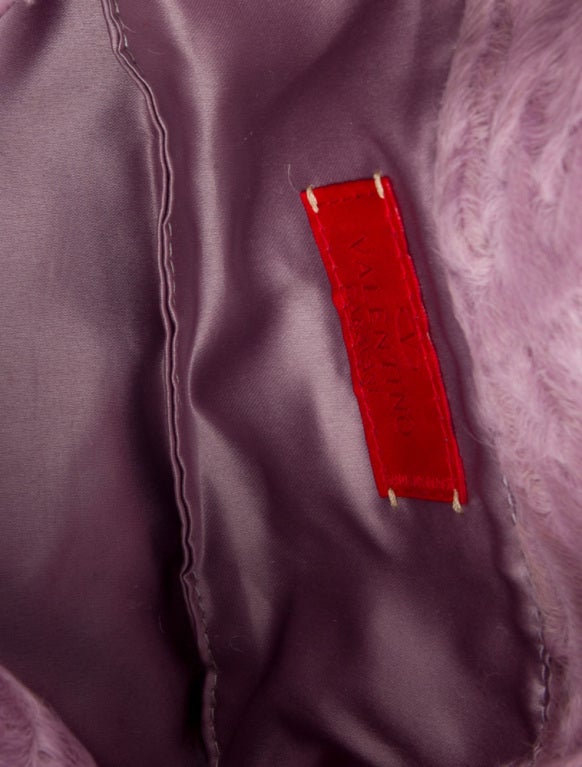 Women's Valentino Lilac Broadtail Fur Baguette with Crystals