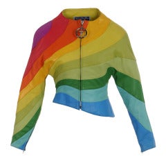 S/S 1990 Thierry Mugler Iconic Leather Rainbow Jacket
