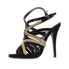 New ROBERTO CAVALLI CRYSTAL and CHAIN EMBELLISHED SANDALS 5