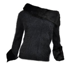 Tom Ford for Gucci Black Angora and Mink Fur Sweater