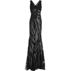 Roberto Cavalli black sequined zebra print gown