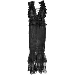 BRAND NEW TOM FORD BLACK LONG LACQUERED TAPE DRESS