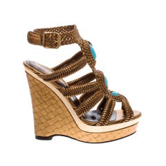 Roberto Cavalli nappa laminated wedge embellished with stones 12