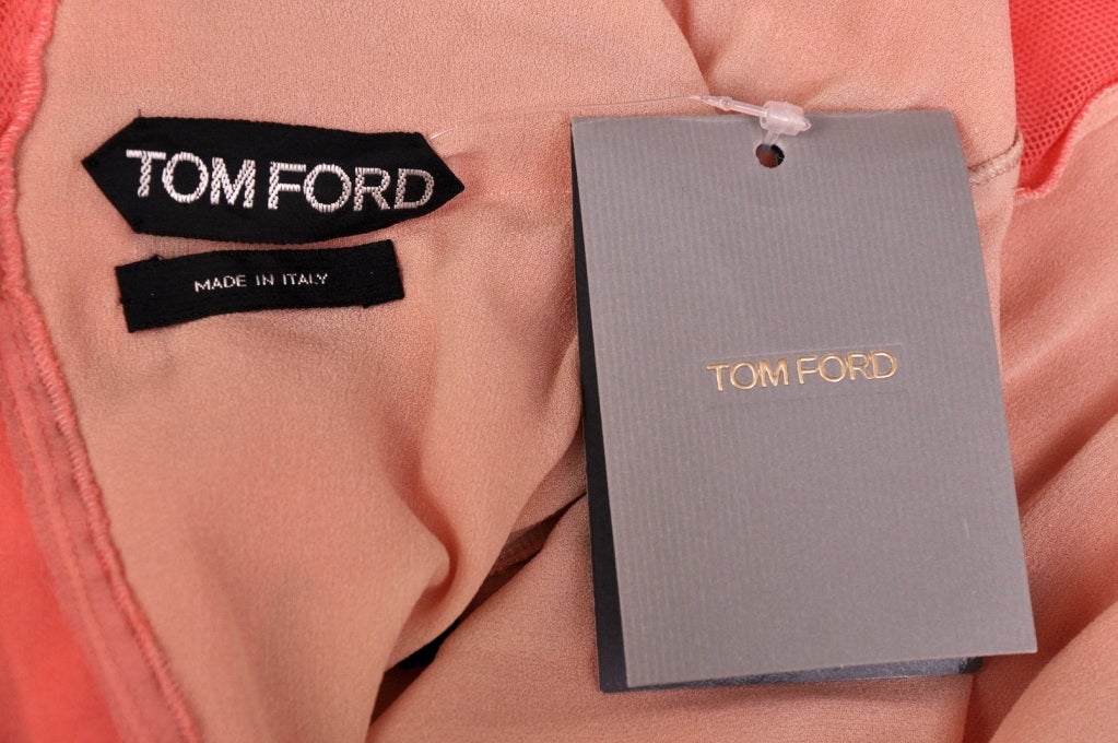 Tom Ford Grapefruit Silk and Tulle Dress 38 - 2; 42 - 6 In New Condition In Montgomery, TX