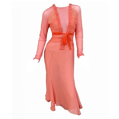 Tom Ford Grapefruit Silk and Tulle Dress