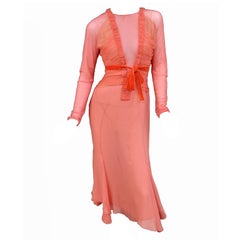 Tom Ford Grapefruit Silk and Tulle Dress 38 - 2; 42 - 6