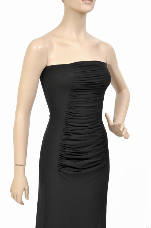 Tom Ford for YSL Black Silk Strapless Gown, S / S 2001 In Excellent Condition In Montgomery, TX