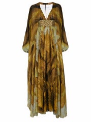 ALEXANDER MCQUEEN EMBELLISHED SILK CAFTAN DRESS