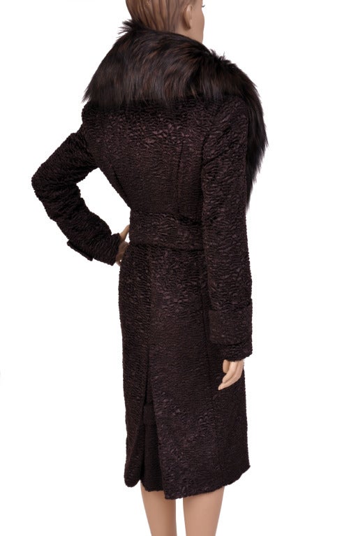 Women's $17, 380 New Tom Ford Marron Astrakan Velvet Coat with Fox Fur