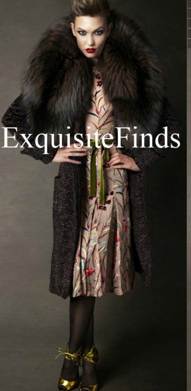 $17, 380 New Tom Ford Marron Astrakan Velvet Coat with Fox Fur 4