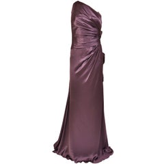 S/S 2009 L# 37 VERSACE ONE SHOULDER PURPLE LONG DRESS GOWN With HEARTS 46 - 10