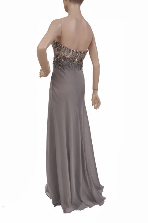 $13, 105 New Versace Strapless Embellished Silk Chiffon Gown In New Condition In Montgomery, TX