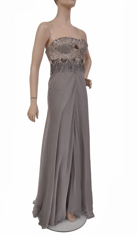 $13, 105 New Versace Strapless Embellished Silk Chiffon Gown 3